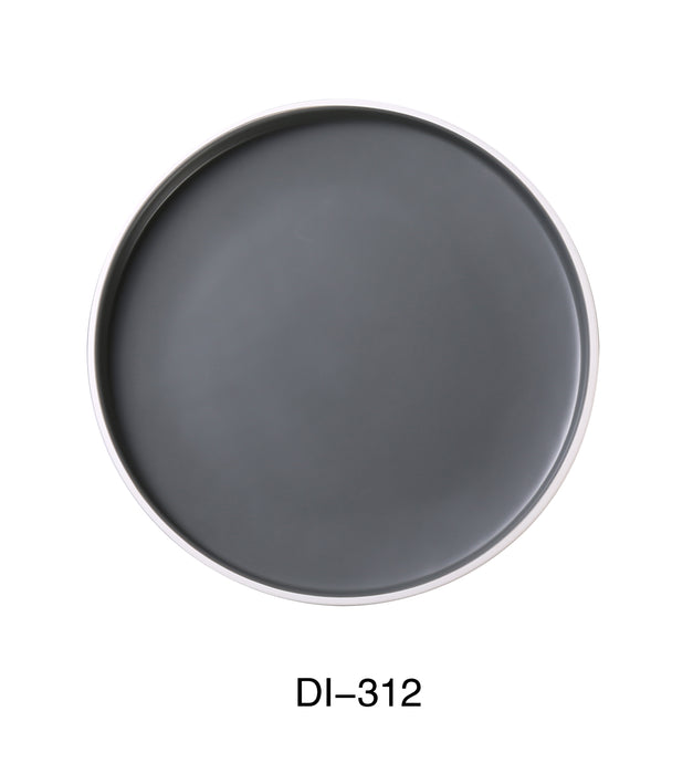 Yanco DI-312 Discover 12" X 1 1/8"H ROUND PLATE, Shape: Round, Color: White and Gray, Material: Melamine, Pack of 12