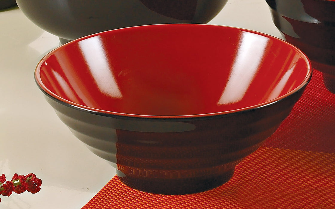 Yanco CR-576 Black and Red Two-Tone Noodle Bowl, Shape: Round, Color: Black and Red, Material: Melamine, Pack of 24