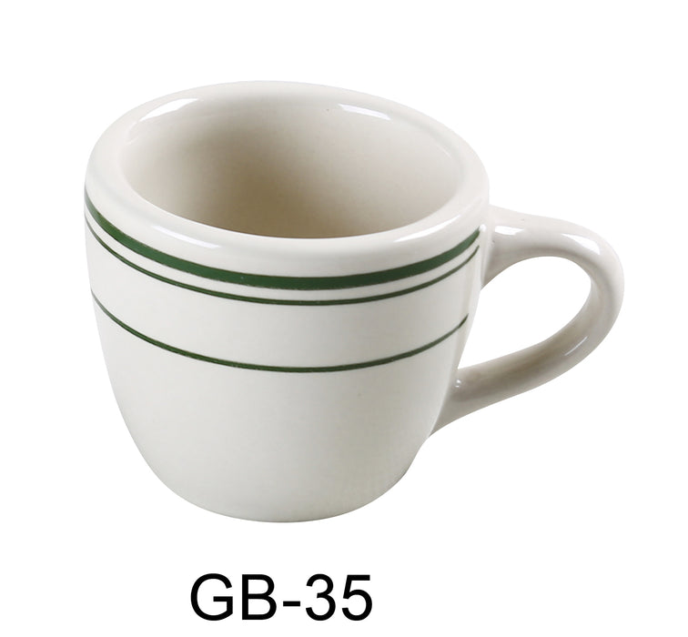 Yanco GB-35 Green Band Espresso Cup, , Color: White and Green, Material: China, Pack of 36