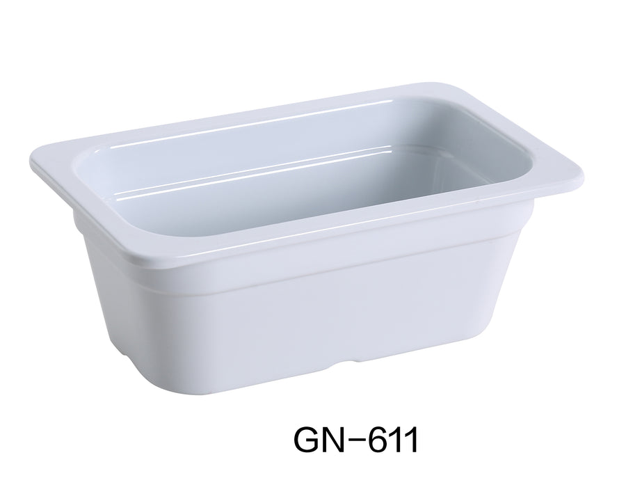 Yanco GN-611 GN PAN 10.375" X 6.375" X 4" PAN, Shape: Rectangular, Color: White, Material: Melamine, Pack of 6