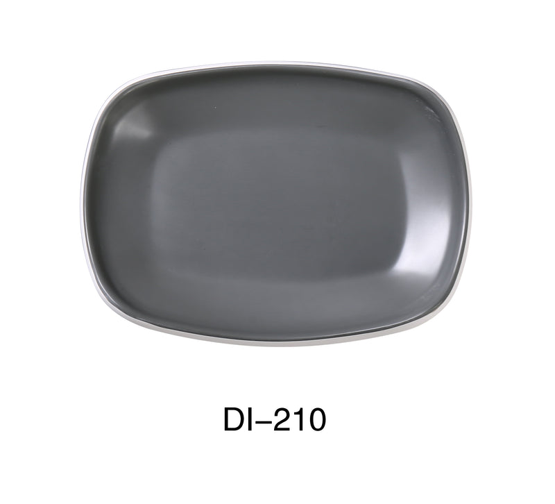 Yanco DI-210 Discover 10" X 1 7/8"H RECTANGULAR PLATE, Shape: Rectangular, Color: White and Gray, Material: Melamine, Pack of 24