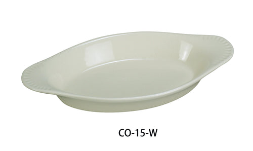 Yanco CO-15-W Accessories 10 3/4"X5 1/2"X1 1/2" WELSH RAREBIT OVAL WHTIE 15 OZ, Shape: Oval, Color: White, Material: China, Pack of 36