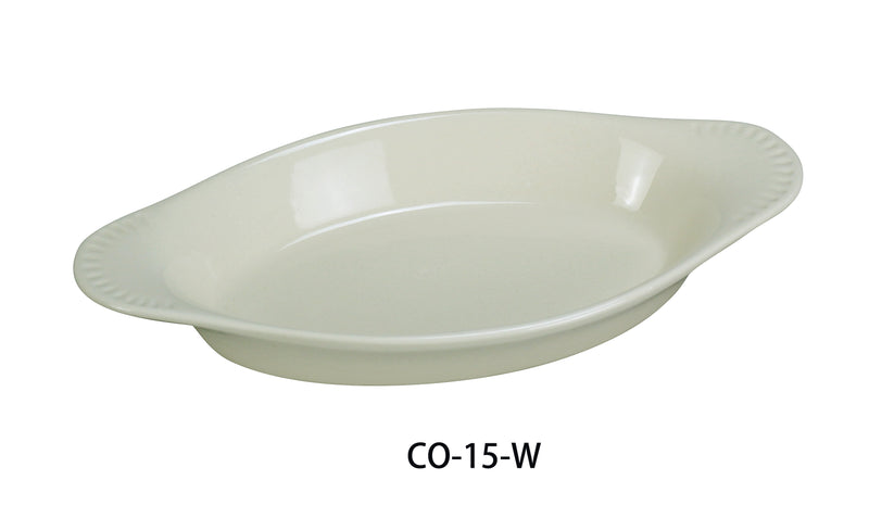 Yanco CO-15-W Accessories 10 3/4"X5 1/2"X1 1/2" WELSH RAREBIT OVAL WHTIE 15 OZ, Shape: Oval, Color: White, Material: China, Pack of 36