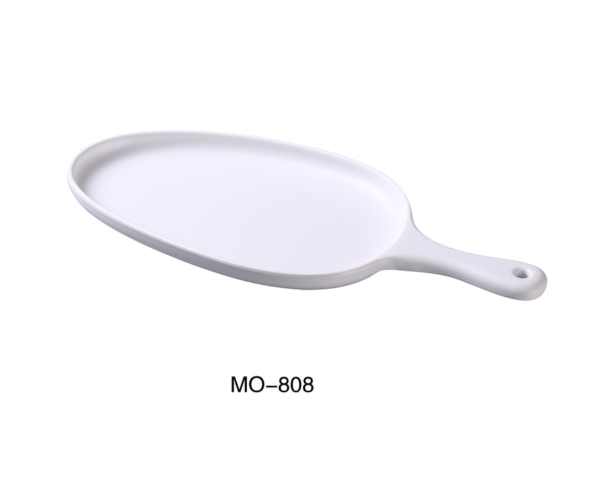 Yanco MO-808 Moderne 14 1/2" x 6 1/2" x 1" PAN PLATE WITH HANDLE, , Color: White, Material: Melamine, Pack of 12