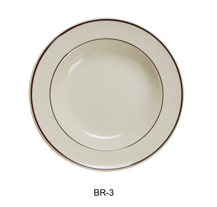 Yanco BR-3 Brown Speckled Rim Soup Bowl, Shape: Round, Color: White and Brown, Material: China, Pack of 24