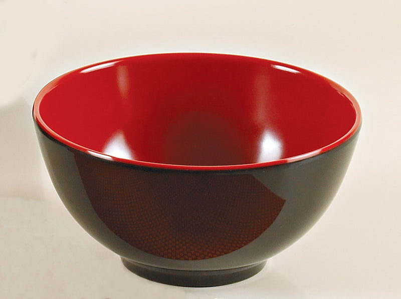Yanco CR-3004 Black and Red Two-Tone Nanjing Bowl, Shape: Round, Color: Black and Red, Material: Melamine, Pack of 48