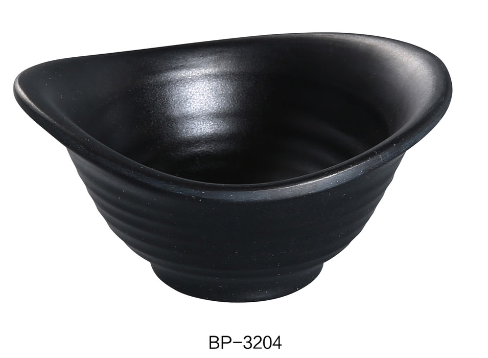 Yanco BP-3204 Black Pearl-2 Yuanbao Bowl, Shape: Round, Color: Black, Material: Melamine, Pack of 48