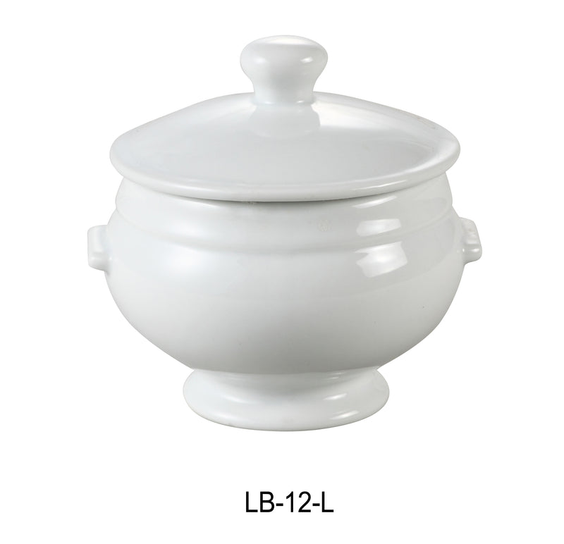 Yanco LB-12-L Bouillon Cup with Lid, Shape: Novelty, Color: White, Material: China, Pack of 24