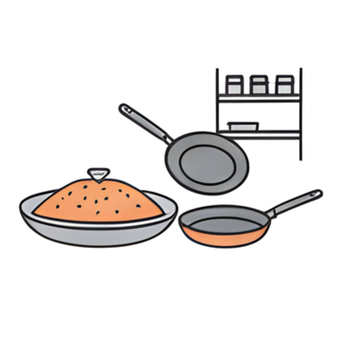 BIRYANI LAGAN, LARGE SAUCE POTS, BRAZIER, FRY PANS